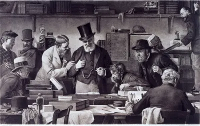 Buyers collecting their purchases after a sale of insects