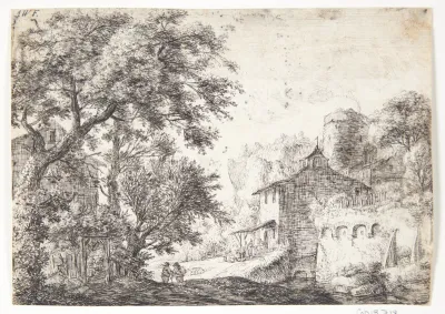 Bymur med et herberg
