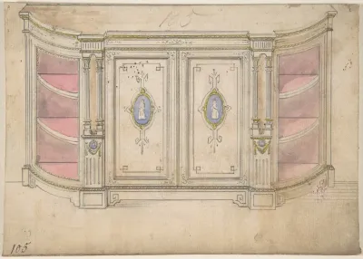 Cabinet Design with Doors Adorned with Porcelain Plaques