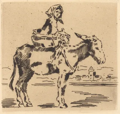 Cacoletière à la Tour (Woman Riding an Ass near a Tower)