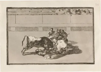 Caida de un picador de su caballo debajo del toro (A Picador is Unhorsed and Falls under the Bull)