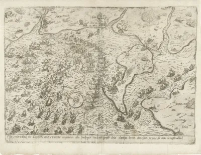 Cales Males (Cadiz) door de Hollanders en Engelsen ingenomen, 9 Juni 1596