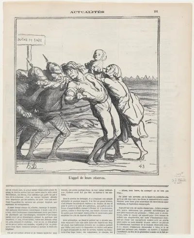 Calling their reserve conscripts to the colors, from 'News of the day,' published in Le Charivari, August 31, 1870