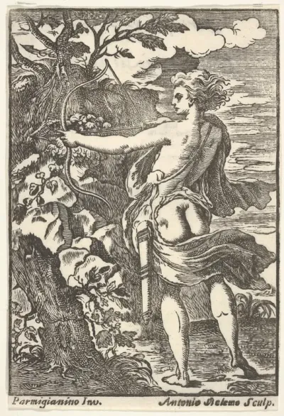 Callisto hunting with drawn bow, after Parmigianino)