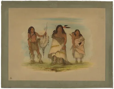 Camanchee Chief, His Wife and a Warrior