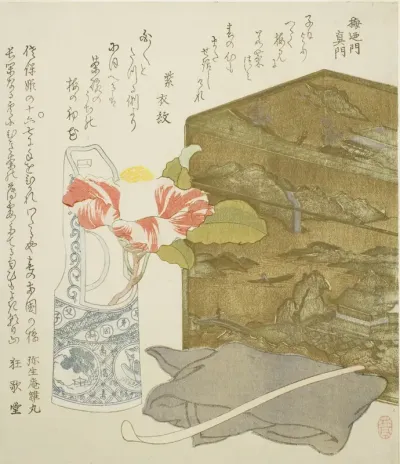Camellia in Vase and Tea-utensil Box