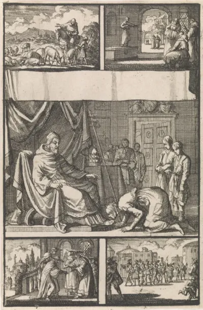 Camilla, de zuster van paus Sixtus V, kust geknield zijn voet