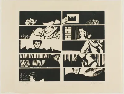 Cancellation sheet, fragments of ten woodblocks from Intimacies