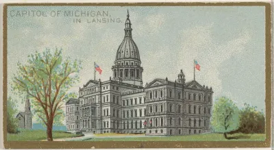 Capitol of Michigan in Lansing, from the General Government and State Capitol Buildings series (N14) for Allen & Ginter Cigarettes Brands