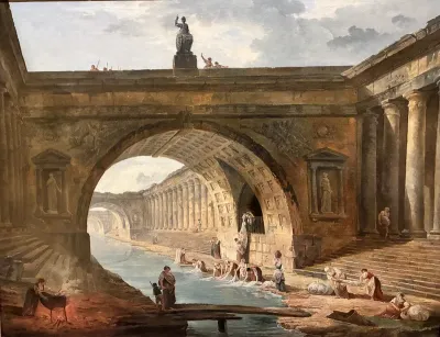 Capriccio with Washerwomen at a Canal