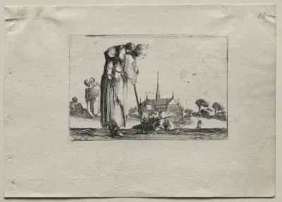 Caprices: Standing Beggar Woman Carrying a Child on her Back