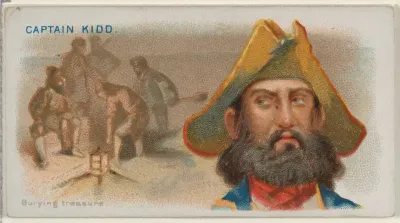 Captain Kidd, Burying Treasure, from the Pirates of the Spanish Main series (N19) for Allen & Ginter Cigarettes