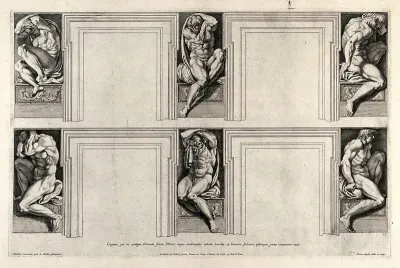Captives. Etching by P. Aquila after Annibale Carracci