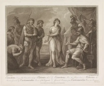 Caractacus overgeleverd aan Ostorius