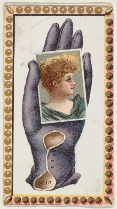 Card Number 12, cut-out from banner advertising the Opera Gloves series (G29) for Allen & Ginter Cigarettes