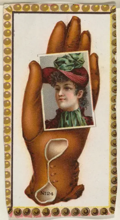 Card Number 24, cut-out from banner advertising the Opera Gloves series (G29) for Allen & Ginter Cigarettes