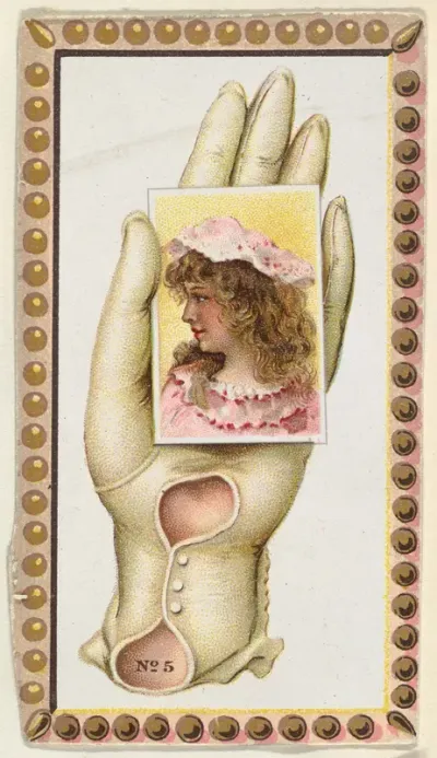 Card Number 5, cut-out from banner advertising the Opera Gloves series (G29) for Allen & Ginter Cigarettes