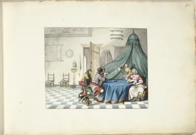 Card players in an interior