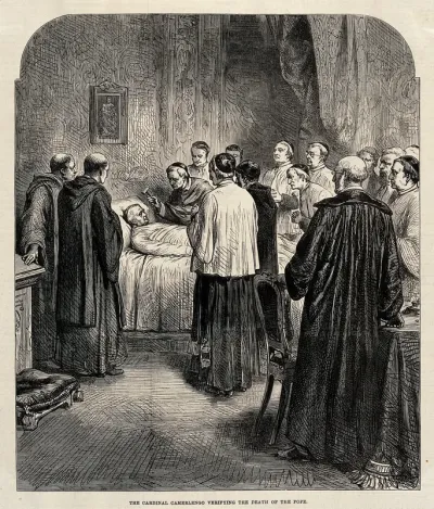 Cardinal Pecci, the Camerlengo, verifying the death of Pope Pius IX