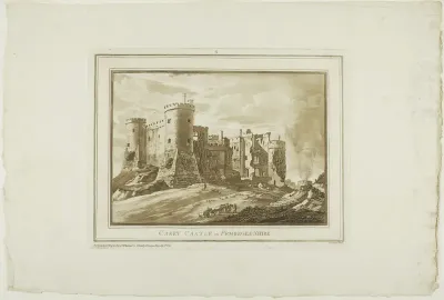 Carey Castle in Pembroke Shire, plate ten from Twelve Views in South Wales