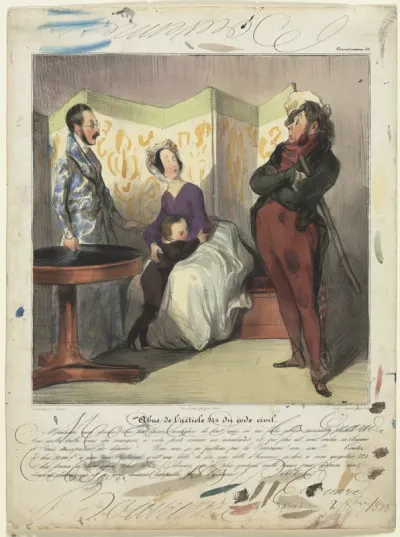 Caricaturana plate 50: Breach of Civil Code Article 24