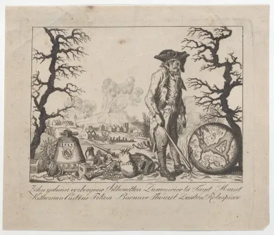 Caricature and hidden silhouette representations of Lafayette and others