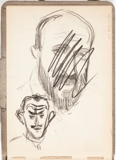 Caricature (Louis Sparre), mans face (Hugo Simberg)