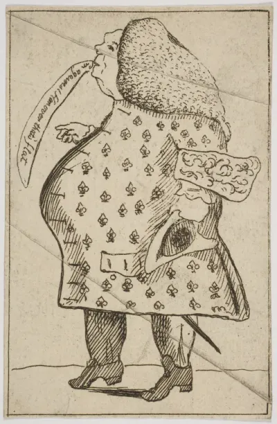 Caricature of a Man declaring: "I'm against Hanover that's flat"