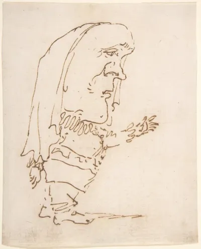 Caricature of a Man Pointing (Drawing by Gianlorenzo Bernini)