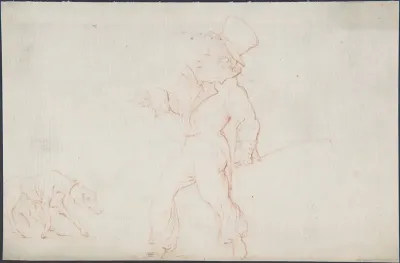 Caricature of a Man with a Dog