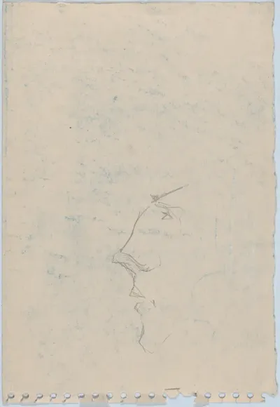 Caricature of a man's head, seen in profile, in "Album of Woodcuts Collected by Arthur Heseltine"