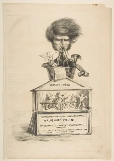 Caricature of Berlioz, from "La Caricature Provisoire, no. 1"