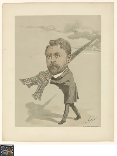 Caricature of Gustave Eiffel and the Eiffel tower