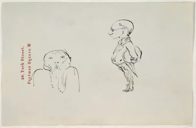 Caricature of two men (one of them possibly Edward Burne-Jones)