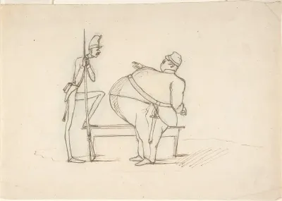 Caricature of Two Soldiers