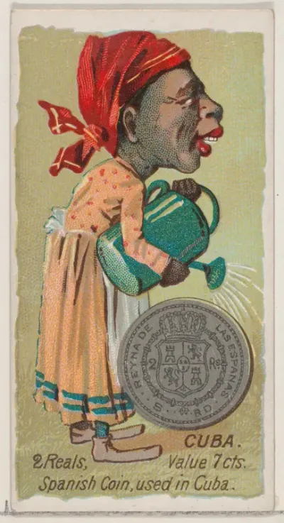 Caricatured Cuban, 2 Reals, from the series Coins of All Nations (N72, variation 2) for Duke brand cigarettes