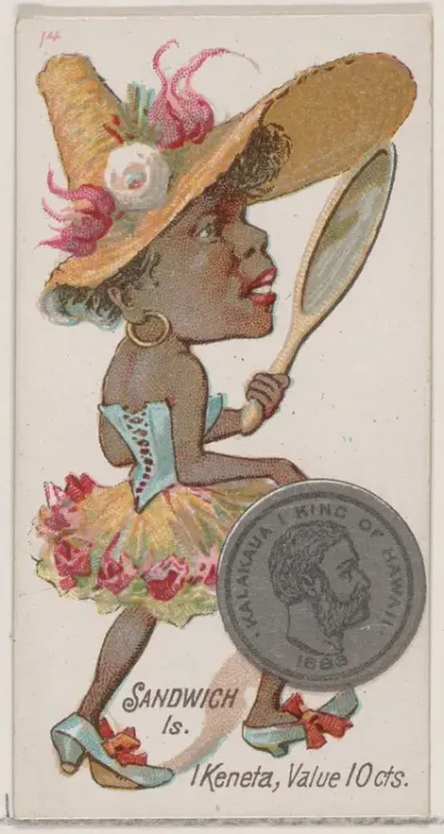 Caricatured  figure from the Sandwich Islands, 1 Keneta, from the series Coins of All Nations (N72, variation 1) for Duke brand cigarettes