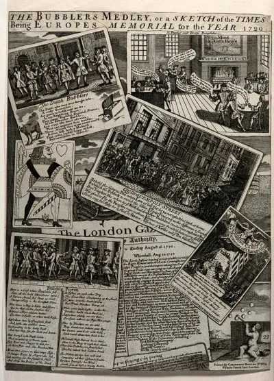 Caricatures of speculative investment bubbles in Europe in 1720