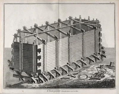 Carpentry: a caisson for driving piles