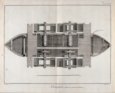 Carpentry: a water-mill, for pulling boats through a lock