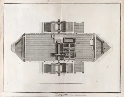 Carpentry: a water-mill, mounted on a barge