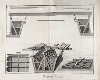 Carpentry: details of a military pontoon bridge