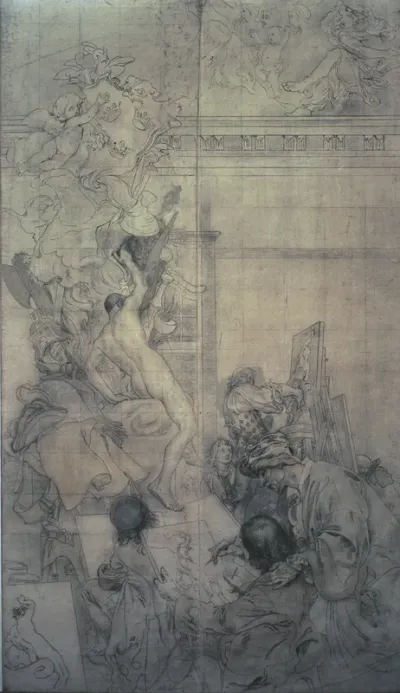 Cartoon for the Fresco in the Lower Hall of the NM. The Art Academy: Taraval's Drawing School
