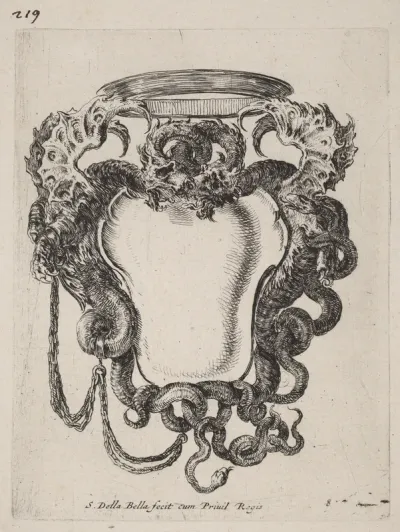 Cartouche Flanked by Dragons
