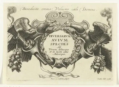 Cartouche geflankeerd door een arend en een pauw