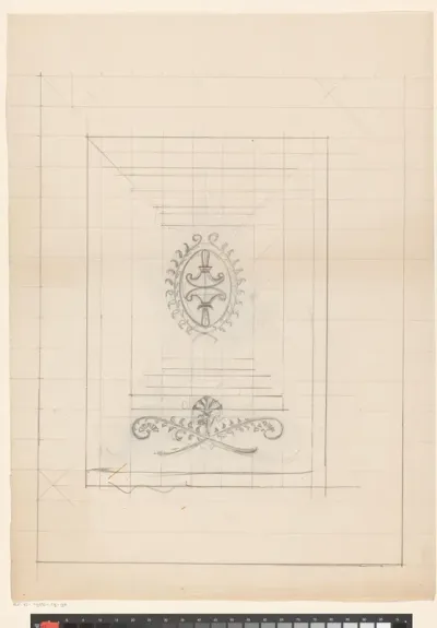 Cartouche in een rechthoekig kader