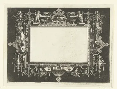 Cartouche met bovenop twee jongetjes