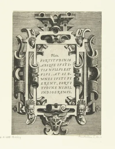 Cartouche met een citaat van Plato