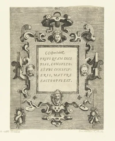 Cartouche met een citaat van Sallustius