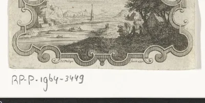 Cartouche met een landschap